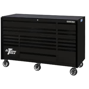 RX Series 72 in. W x 25 in. D 19-Drawer Matte Black Rolling Tool Cabinet with 150 lbs. Slides and Black Drawer Pulls