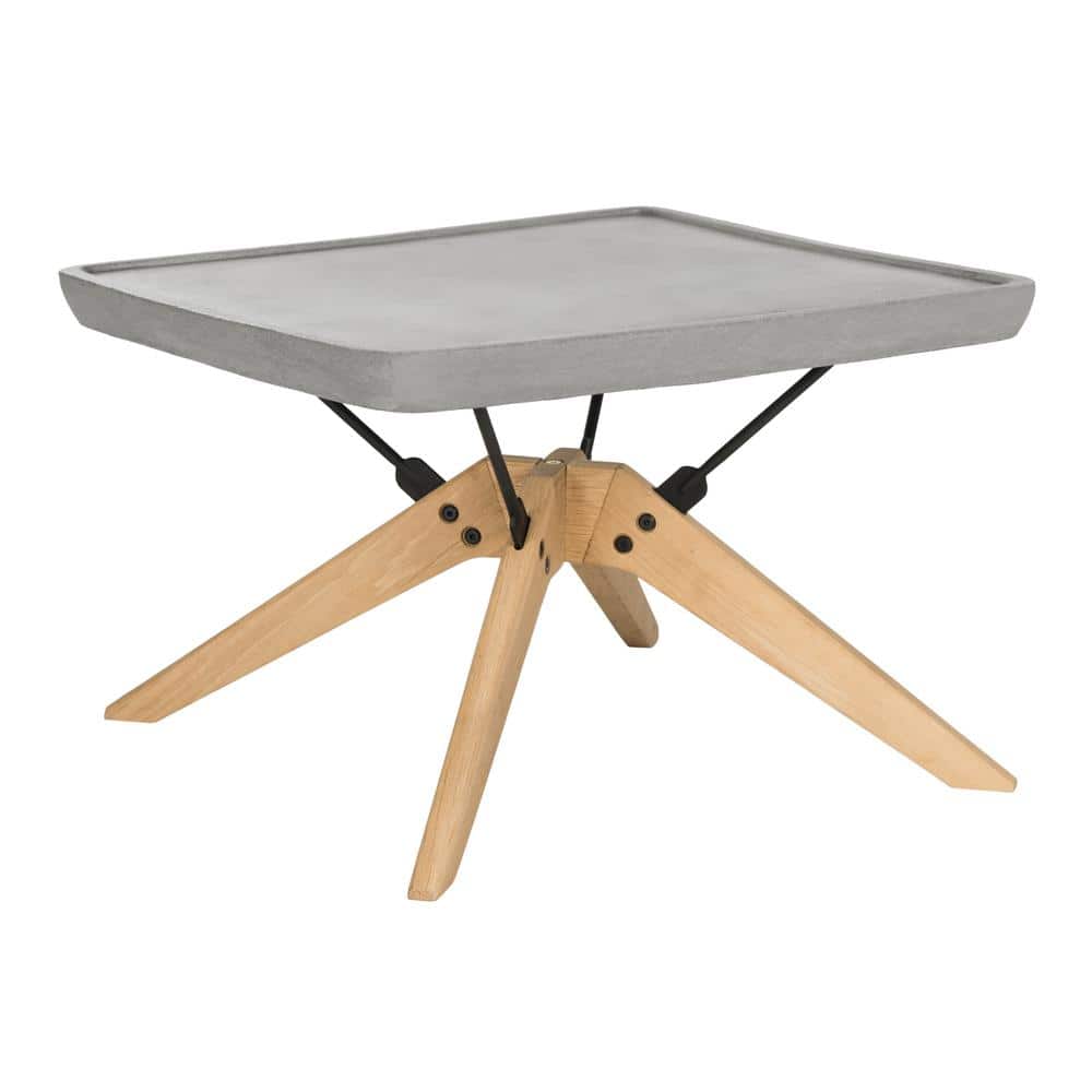Delartin 22" Square Concrete and Oak Coffee Table in Dark Grey