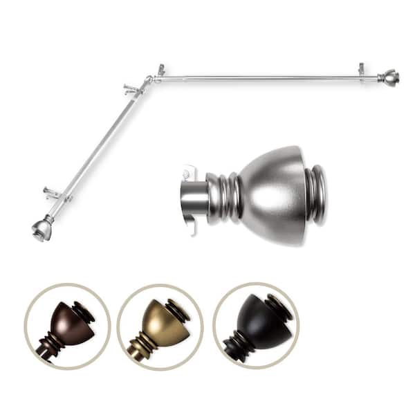 Unbranded 48 in. to 84 in. 13/16 in. Adjustable Corner Window Curtain Rod in Satin Nickel with Friedman Finials