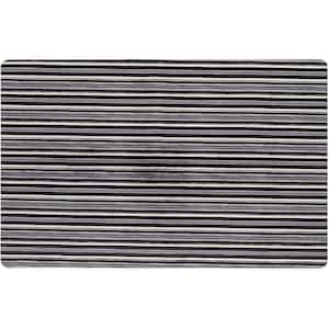 Smooth Step Grey Stripe 24 in. x 35 in. Machine Washable Kitchen Mat
