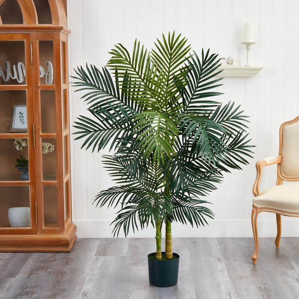 Cubilan 5 in. Green Artificial Golden Cane Palm Tree 31427963 - The ...