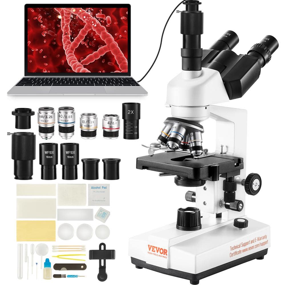 VEVOR Compound Trinocular Microscope 40x to 5000X Magnification Trinocular Compound Lab