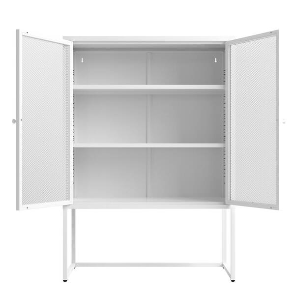 Premium AI Image  Metal Shelves for Closet Storage in White Mesh