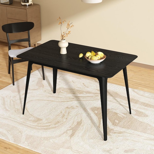 Rose Mid-Century Modern Black Wood 47.2 in. Rectangle 4 Legs Dining Table Seats 4