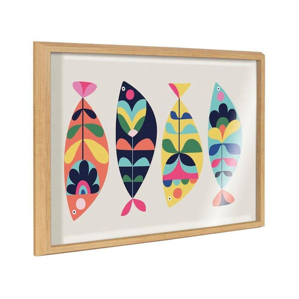 Kate and Laurel Blake "MCM Fish" by Rachel Lee of My Dream Wall Framed Glass Art Print 24 in. x 18 in.