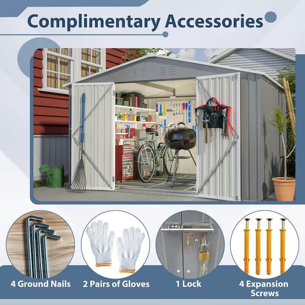 10 ft. x 8 ft. Outdoor Metal Storage Shed 80 sq. ft. Covered 10 ft. x 8 ft. Outdoor Metal Storage Shed 80 sq. ft. Covered
