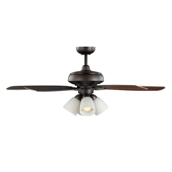 Hampton Bay Rothley II 52 in. Indoor LED Bronze Ceiling Fan with Light Kit,  Downrod, Reversible Motor and Reversible Blades 52051 - The Home Depot