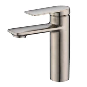 Wedge Single Hole Single-Handle Bathroom Faucet Rust Resist in Brushed Nickel