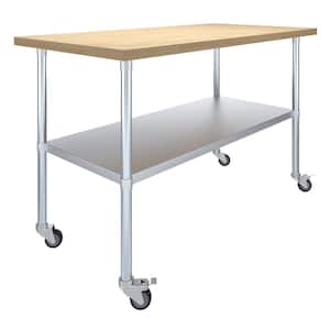 John Boos High-Quality Maple Wood Top Work Table with Adjustable Lower  Shelf, 48 x 30 x 1.5 Inch, Galvanized Steel
