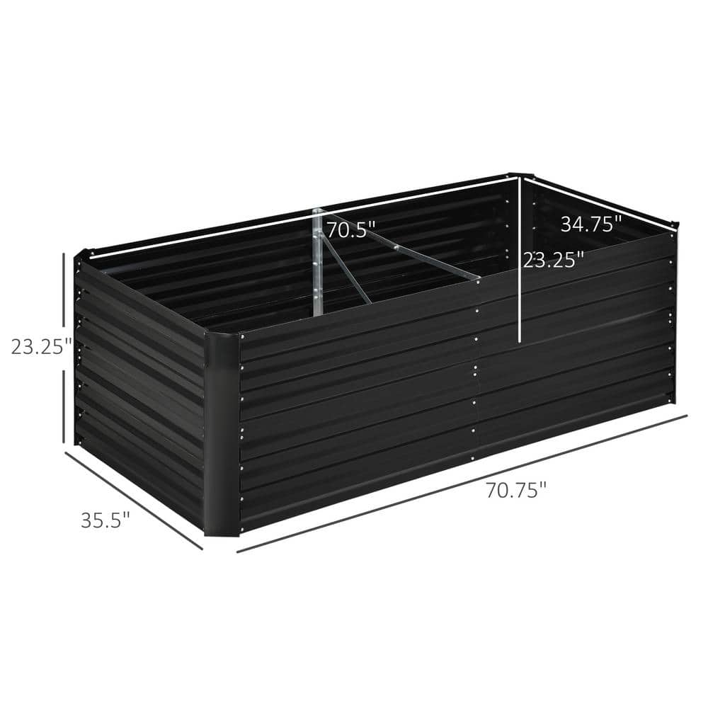Black Galvanized Steel Outdoor Raised Garden Bed Planter