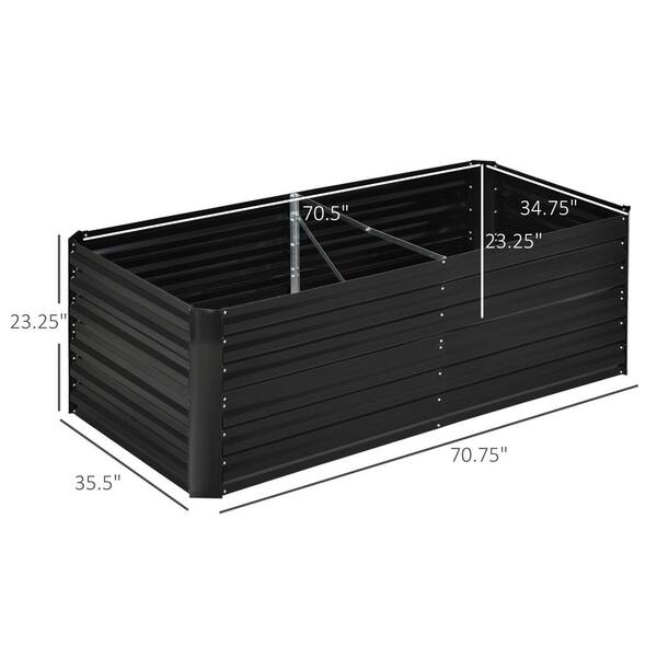 Outsunny 71 in. x 36 in. x 23 in. Black Raised Garden Bed for