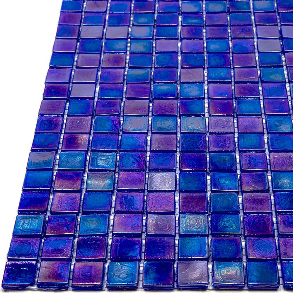 Skosh 11.6" x 11.6" Glossy Cobalt Blue Glass Mosaic Tile