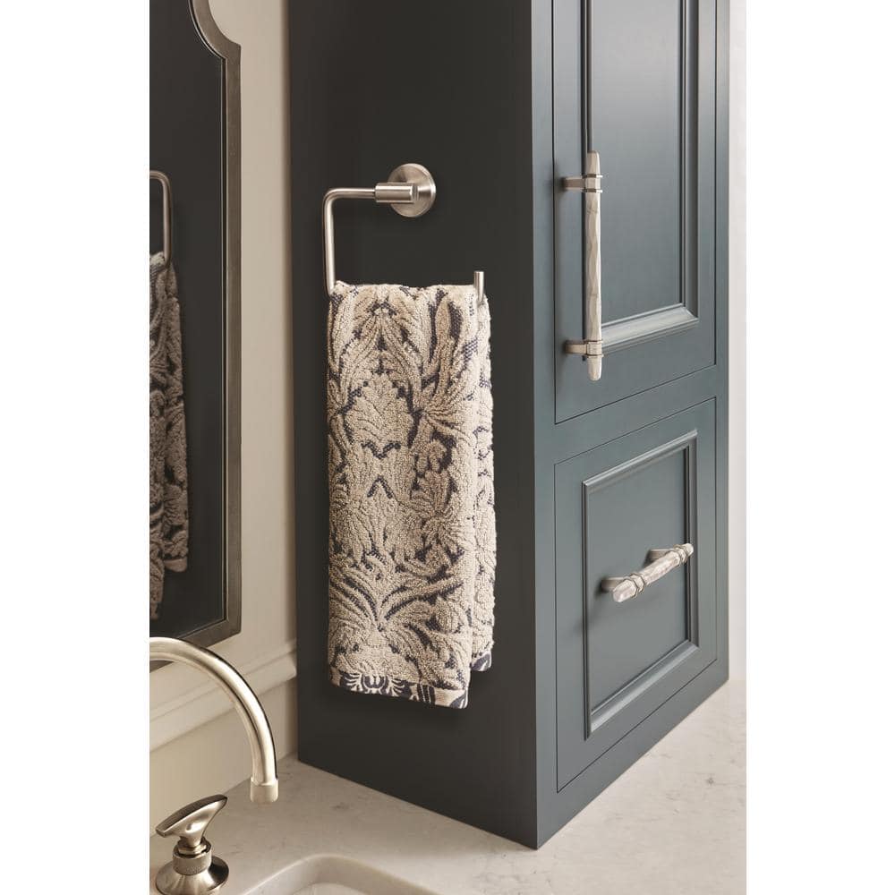 8.75" Brushed Nickel and Marble White Bar Pull