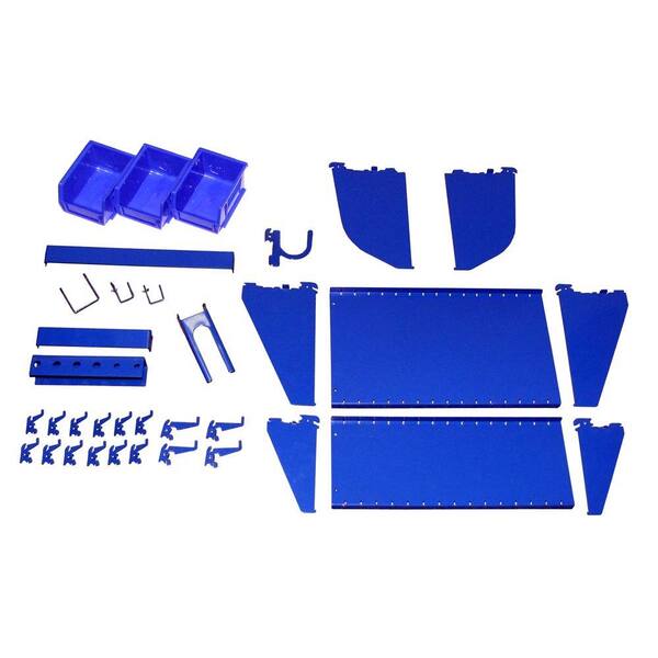 Wall Control 1 in. Vertical Blue Slotted Metal Pegboard Workstation Accessory Kit