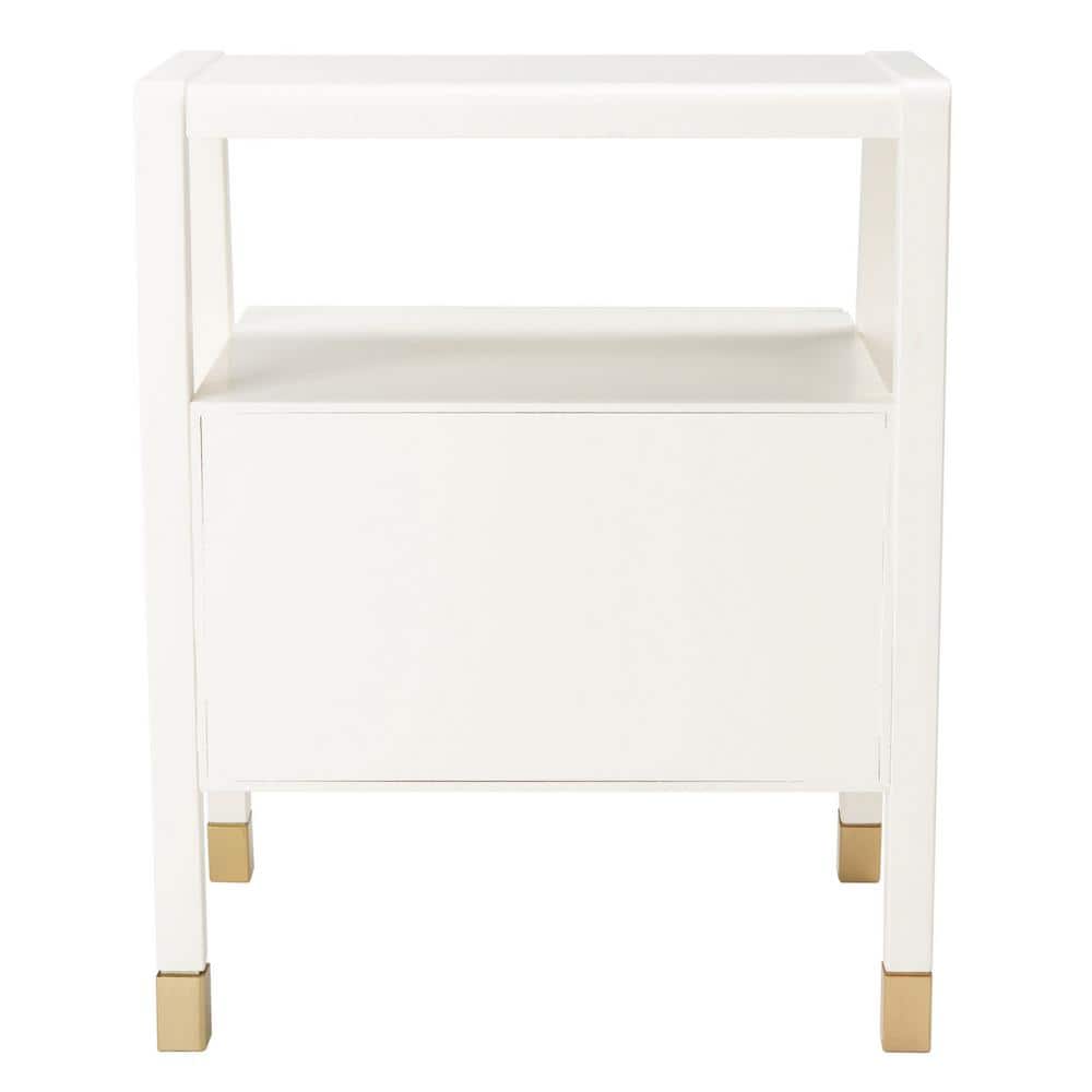 Cove Chic White/Gold Rectangular Storage Accent Table