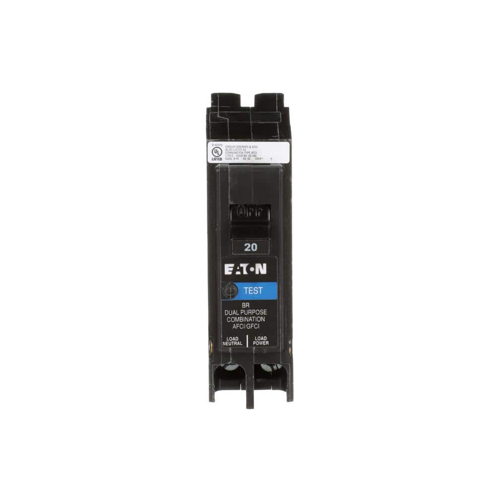 Eaton BR 20 Amp Single-Pole Dual Function Arc Fault/Ground Fault ...