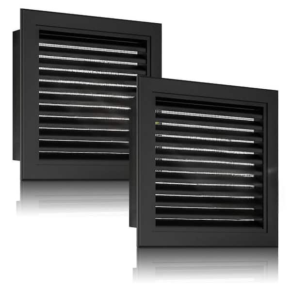 KIWDZFU 12 x 12 Square Black Aluminum Screened Gable Vent Paintable Stainable for Attic Shed Cooling (Set of 2)