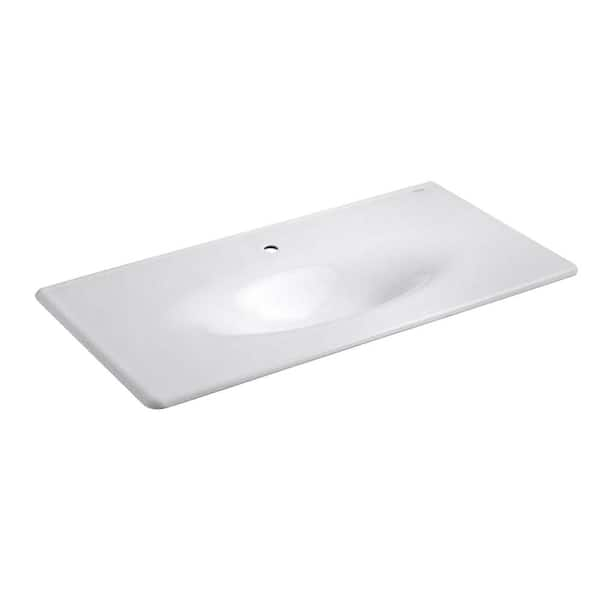 KOHLER Iron/Impressions 43.5 in. x 22 in. vanity top with integrated oval sink in White