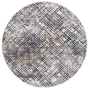 Amelia Grey/Gold 7 ft. x 7 ft. Distressed Geometric Round Area Rug