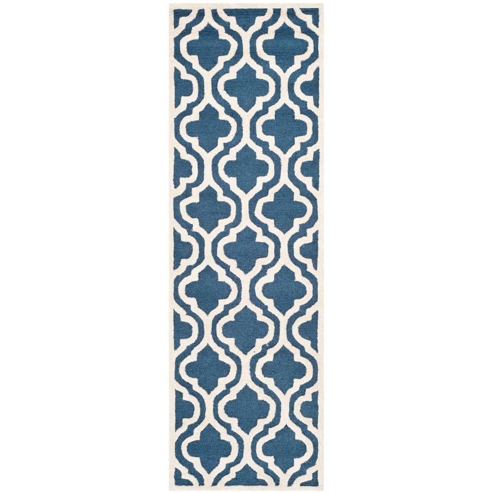 Cambridge Navy/Ivory 3 ft. x 14 ft. Geometric Trellis Runner Rug price history on PriceWatchPro