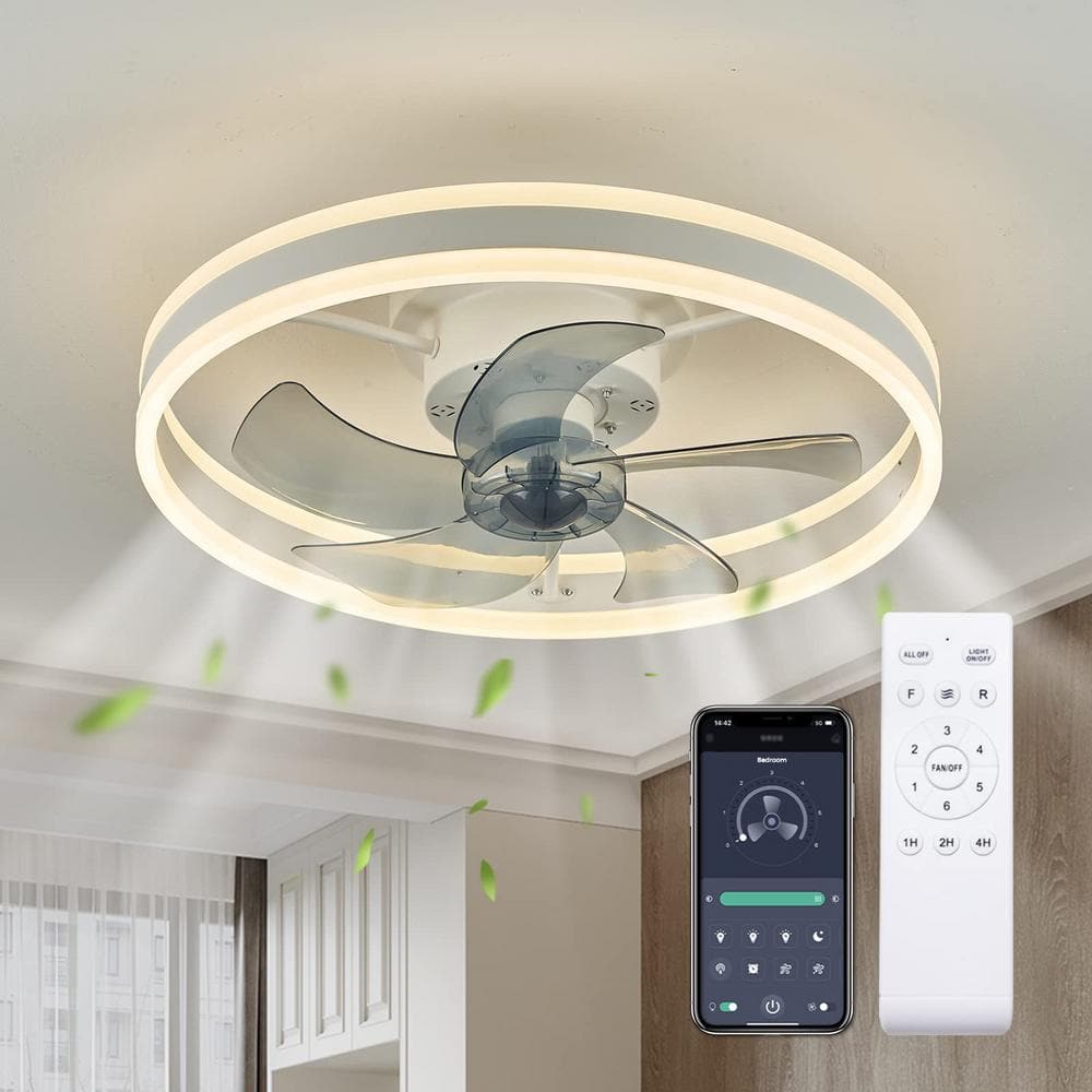 ANTOINE 20 in. LED Indoor White Ceiling Fan with Modern Flush Mount with  Light App Remote Control and Dimmable Lighting HD-SQ-WH-1 - The Home Depot