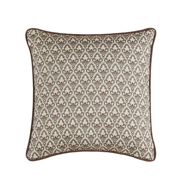 Maren Chocolate Polyester Damask 16" Square Decorative Throw Pillow 16 In. L X 16 In. W