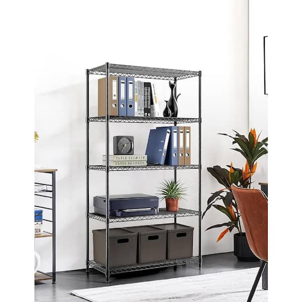 Otryad 5-Tier Heavy Duty Storage Shelving Unit, 1250 lbs. Loading Capacity for Kitchen in Black