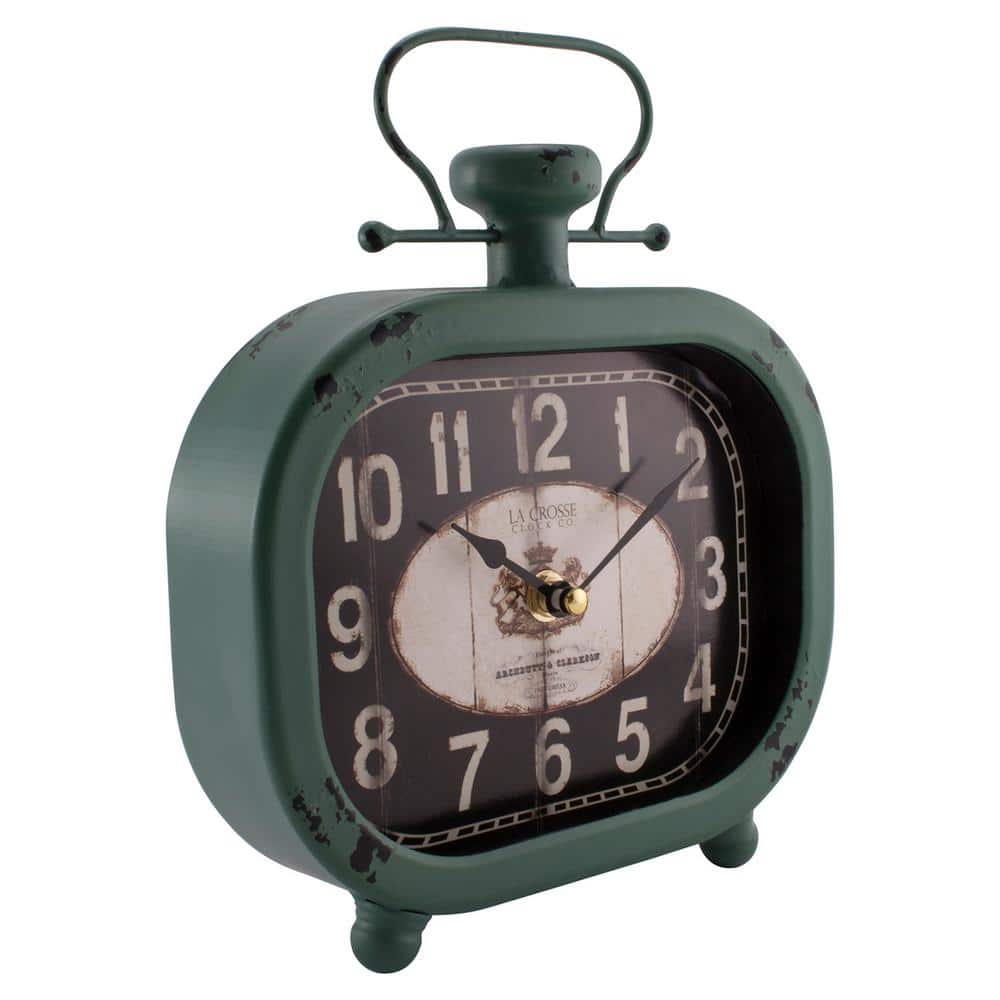 Distressed Teal Metal Wall Clock with Glass Lens