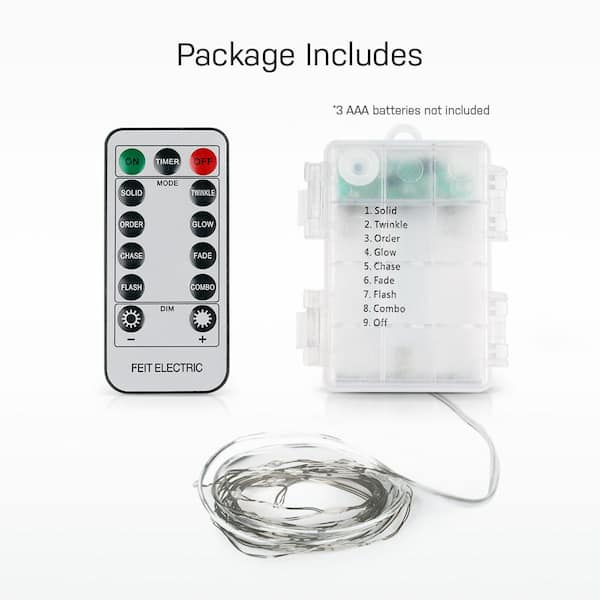 100-Light 30 ft. Battery Operated Mini LED Indoor/Outdoor Silver Wire Warm White Fairy String Light with Remote