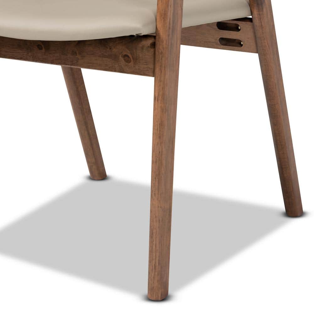 Grey Faux Leather and Cane Wood Arm Chair