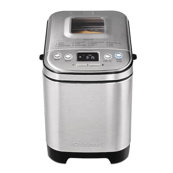 Automatic 2 lbs. Brushed Stainless Steel Bread Maker with Gluten-Free Setting