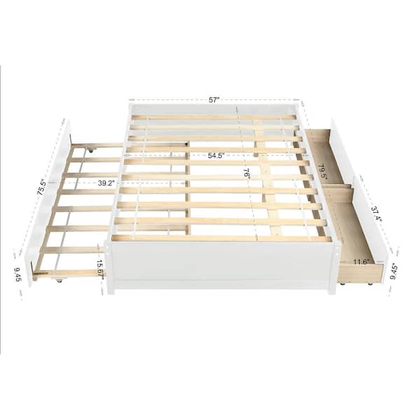 BED&amp;BREAKFAST - ✴︎STAR✴︎bed&amp;breakfast カットソー Queen Storage Platform Bed w/ Twin XL Trundle, White FedEx/UPS