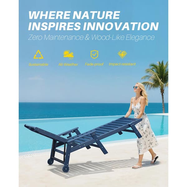 RUIZI Navy Blue 2-Piece Rust Resistant HDPE Plastic Outdoor Patio