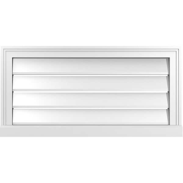 Ekena Millwork 32 in. x 16 in. Vertical Surface Mount PVC Gable Vent ...