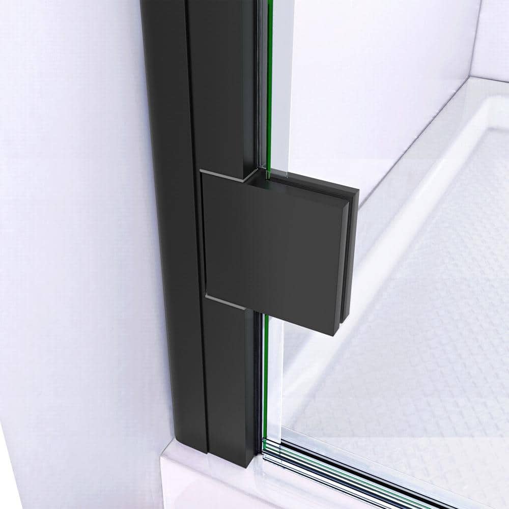 Satin Black Semi-Frameless Hinged Shower Door, 34-35" W x 72" H