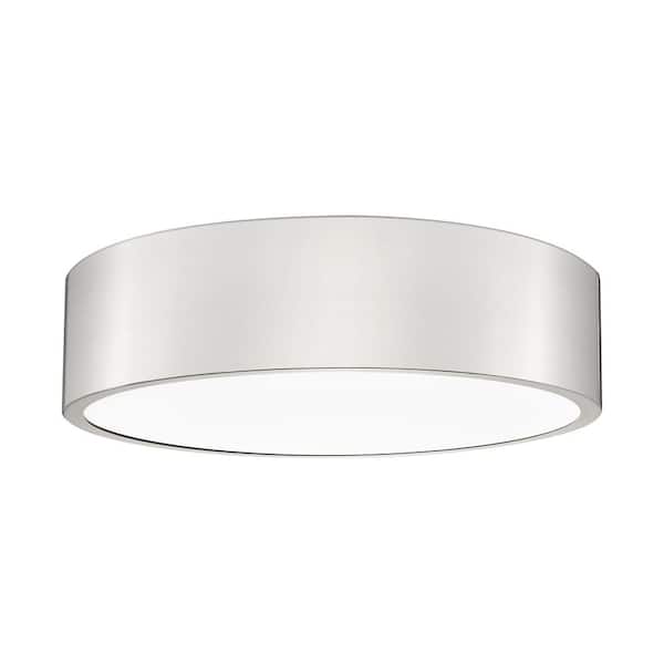 Unbranded Coronado 16 in. Brushed Nickel Integrated LED 1 Light Flush Mount with Frosted Plastic Shade