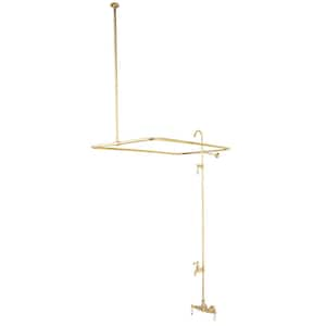 Vintage 3-Handle 3-3/8 in. Combo Set Claw Foot Tub Faucet with Shower Enclosure in Polished Brass