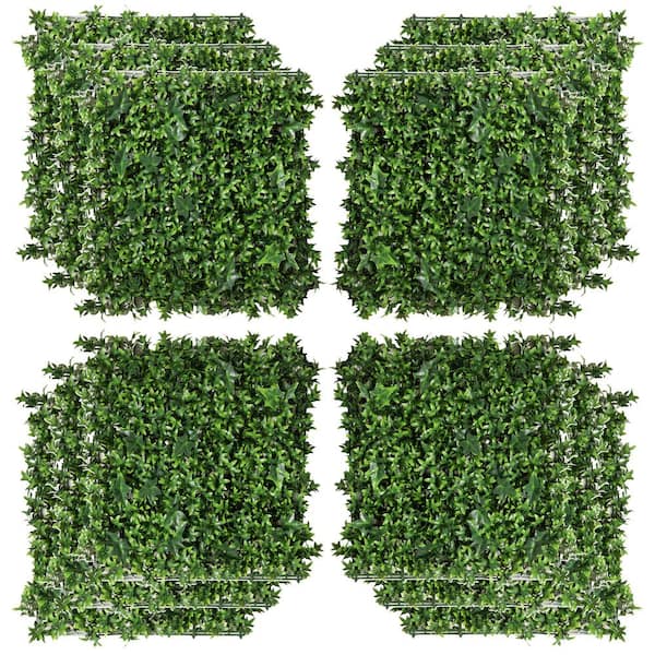 Unbranded 20in. Green Artificial Grass Wall Panel 12-Pieces,Boxwood Privacy Coverage Panels,UV Protection,for Indoor Outdoor Decor