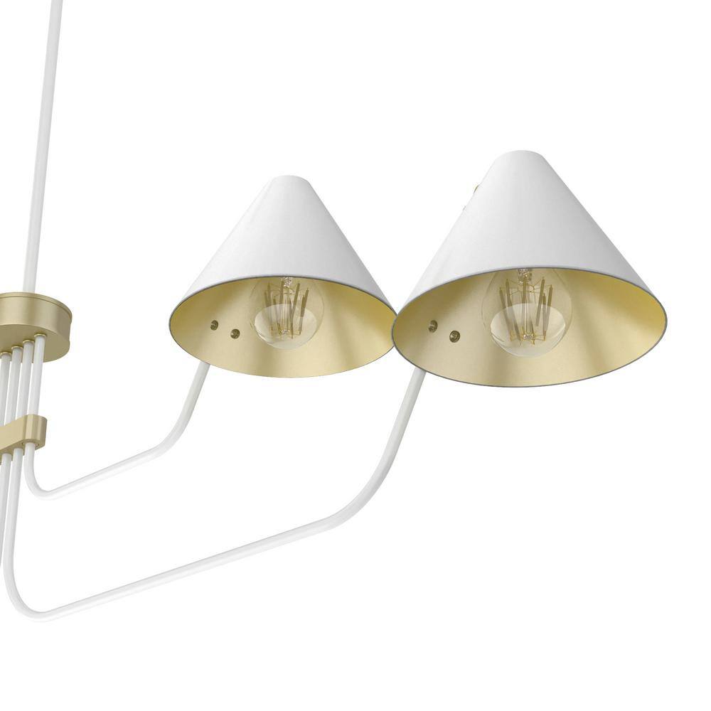 Matte White Mid-Century Inspired 4-Light Geometric Chandelier