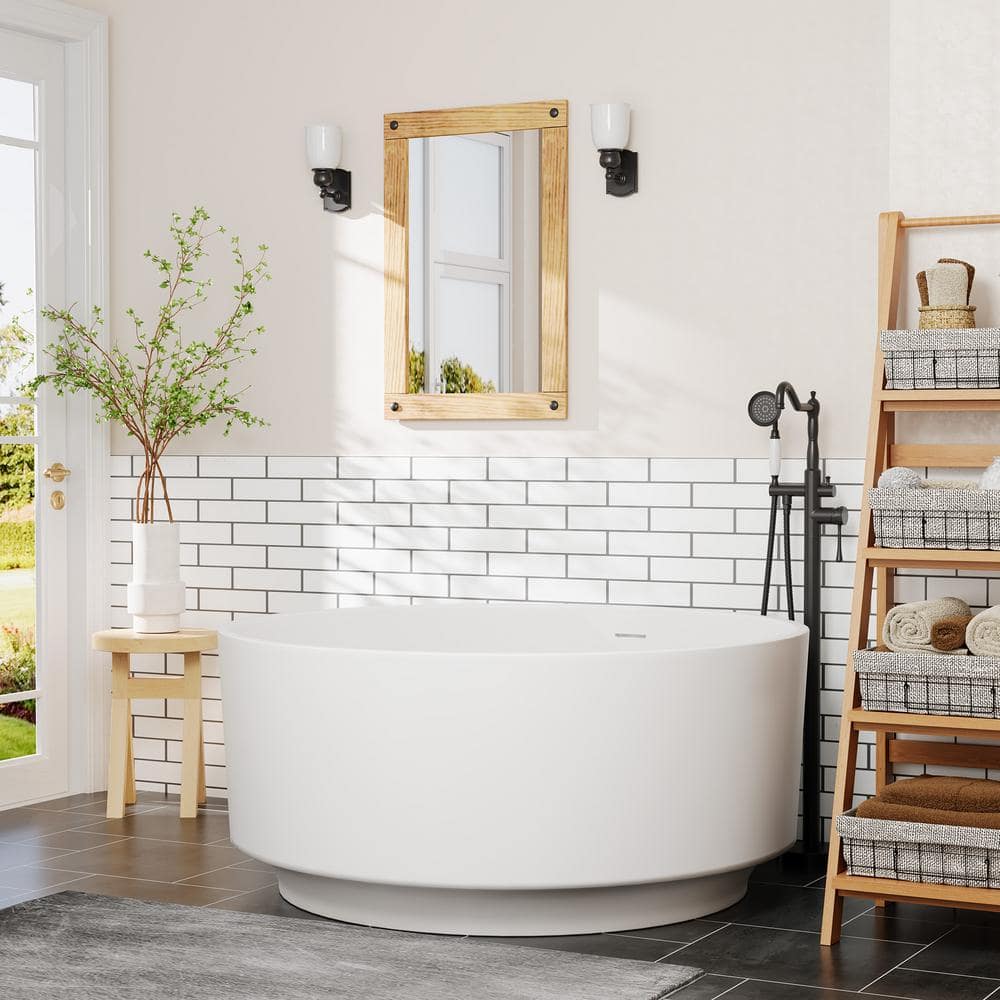 49.2 in. x 49.2 in. Stone Resin Flatbottom Solid Surface Non-Slip Freestanding Soaking Bathtub in Green price history on PriceWatchPro