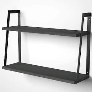 5 in. W x 23 in. D Rustic Wood Book Shelves Decorative Wall Shelf, Black