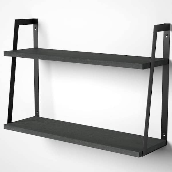 Unbranded 5 in. W x 23 in. D Rustic Wood Book Shelves Decorative Wall Shelf, Black