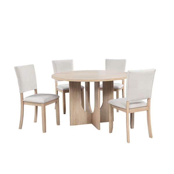 Ardena 5-Piece Light Oak Wood Dining Set (Seats 4)