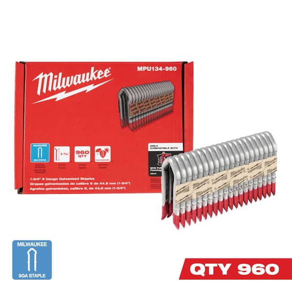 Milwaukee 1-3/4 in. 9-Gauge Galvanized Staples for M18 FUEL Utility Fencing Stapler (960 Per Box)
