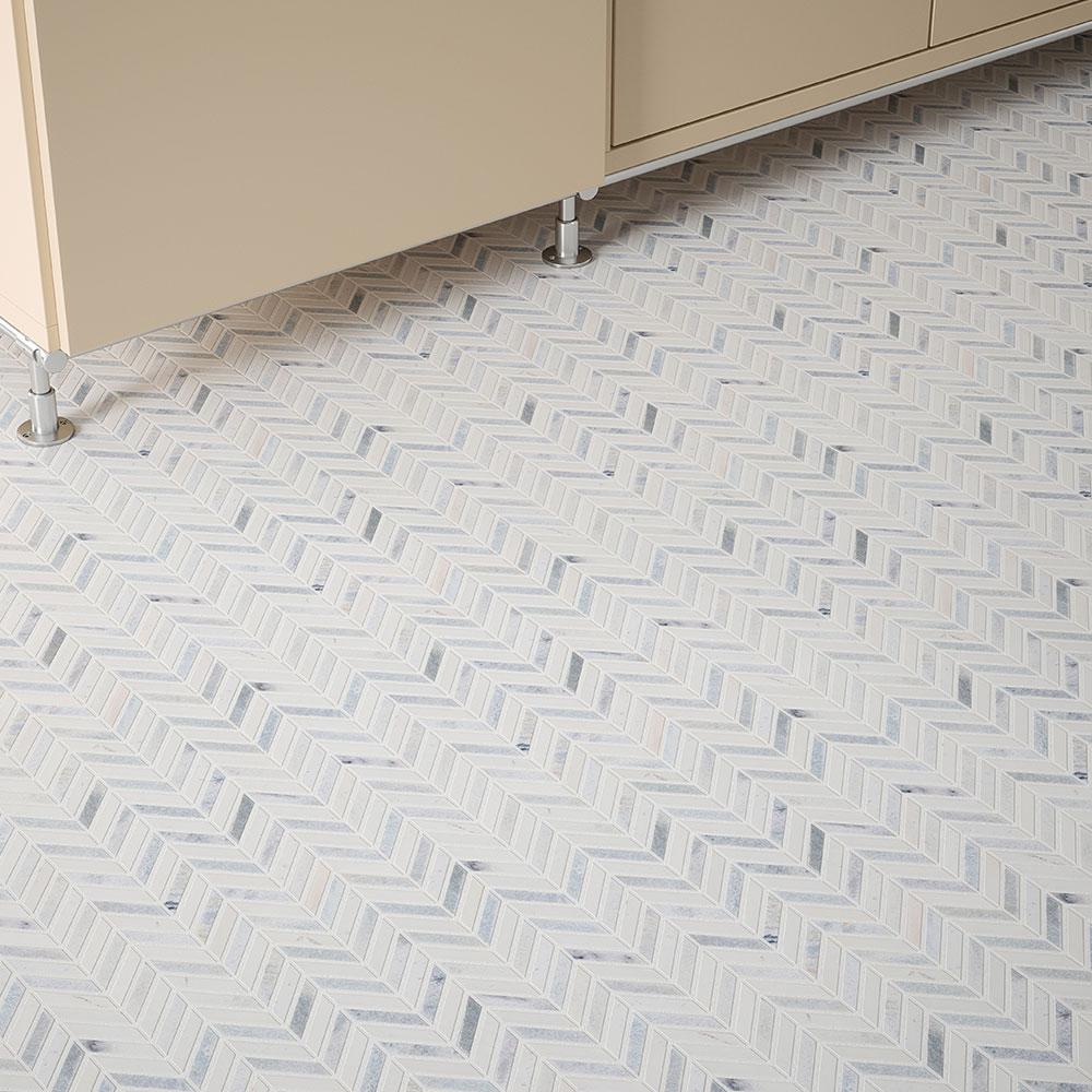 Jeffrey Court Jetwing White/Grey 10.75 in. x 11.875 in. Chevron