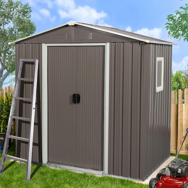 6 ft. W x 5 ft. D Metal Storage Shed with Window for Garden and Backyard (25 sq. ft. )
