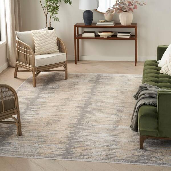 Abstract Hues Grey Gold 5 ft. x 8 ft. Abstract Contemporary Area Rug