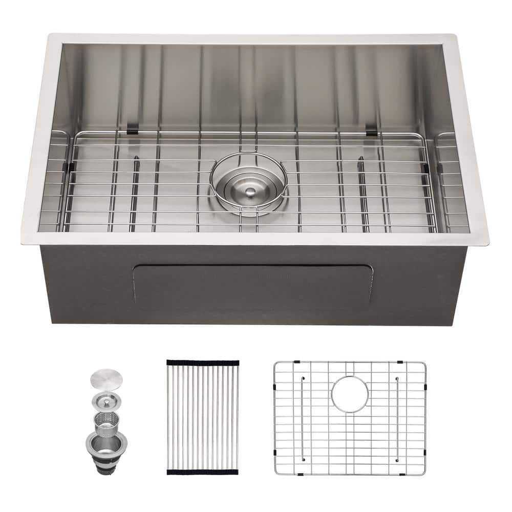 Logmey 18-Gauge Stainless Steel 26 in. Single Bowl Undermount Kitchen ...