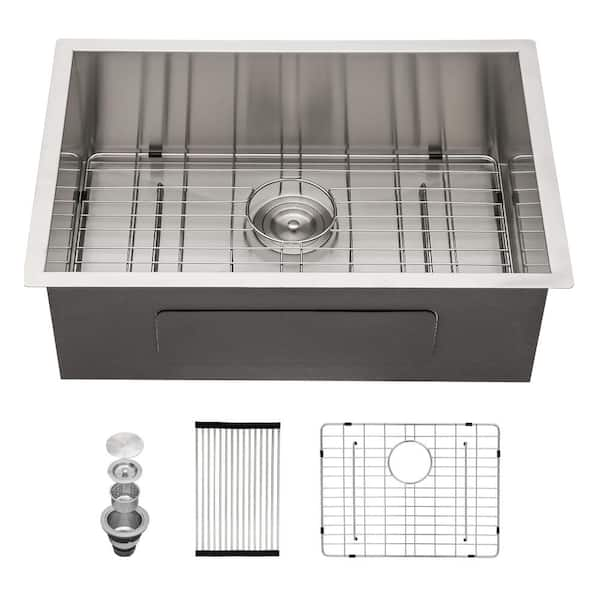 Logmey 18-Gauge Stainless Steel 26 in. Single Bowl Undermount Kitchen ...