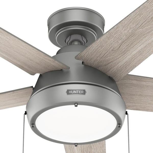 Hunter - Burroughs 44 in. Indoor Matte Silver Ceiling Fan with Light Kit